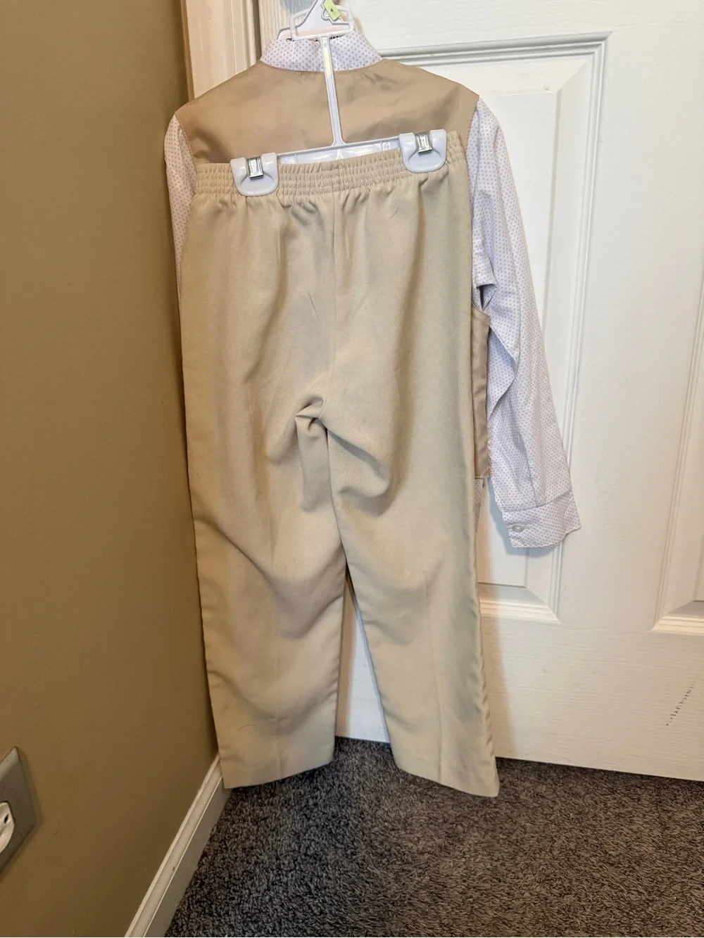 Boys size 7 Tan/lavender formal suit